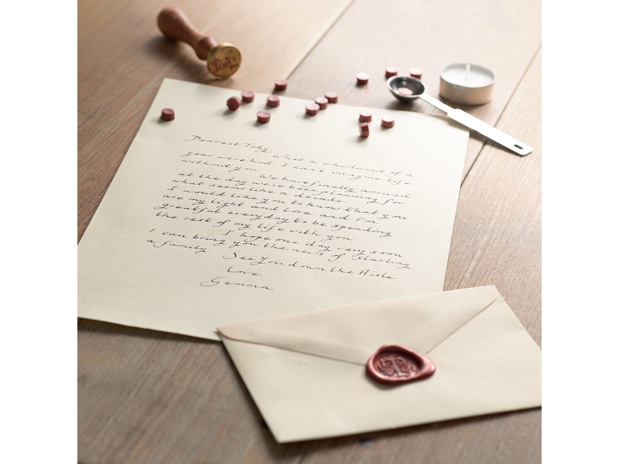 Handwritten Luxury Letters A4 with Red Wax Seal
