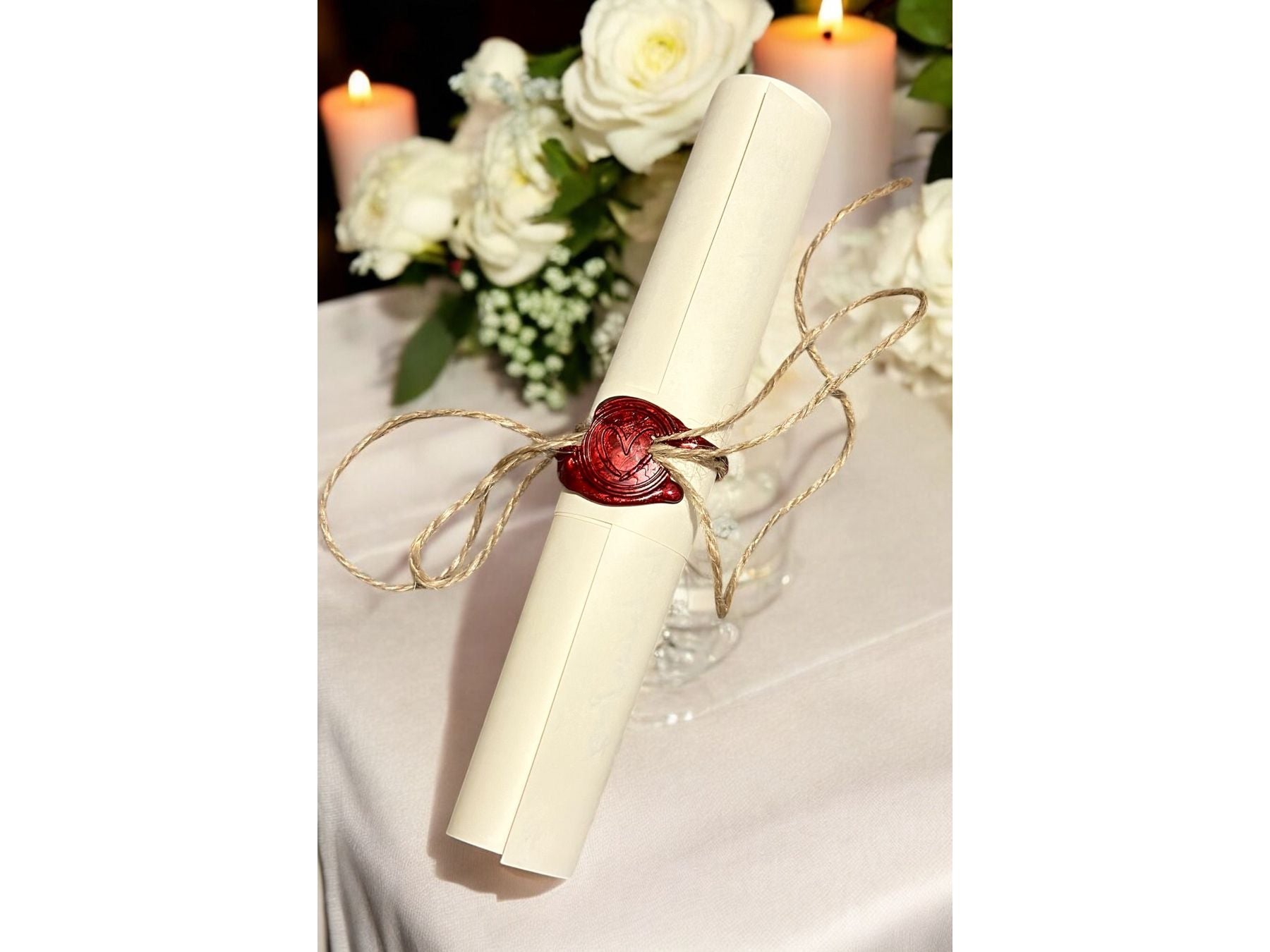 Handwritten Vintage Scroll with Twine and Red Wax Seal