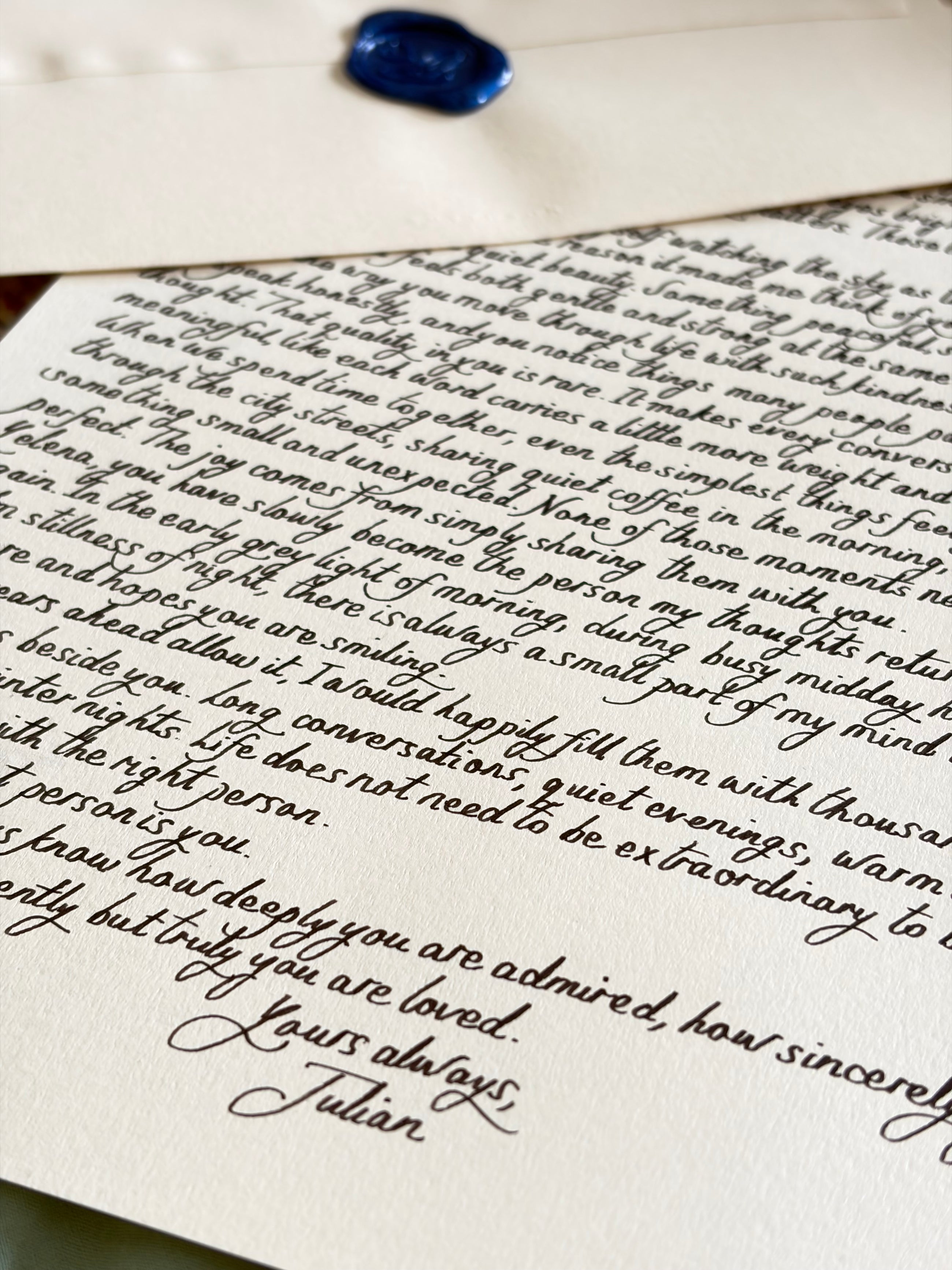 Handwritten Luxury Letters A4 with Blue Wax Seal