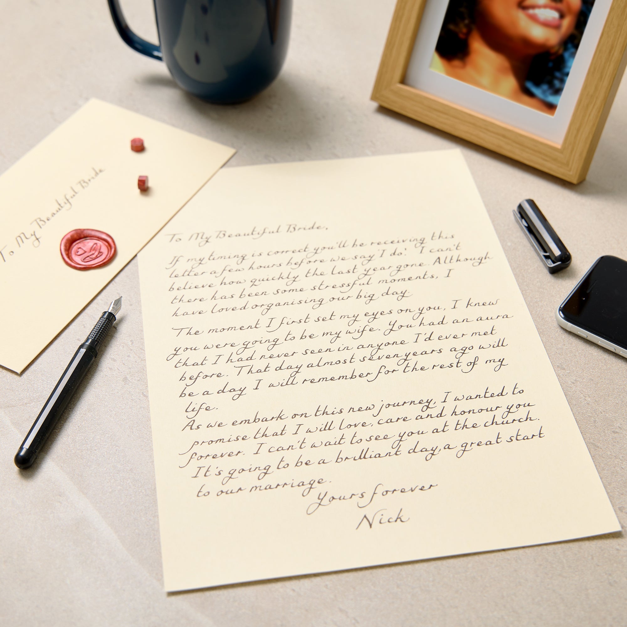Handwritten Luxury Letters A4 with Red Wax Seal