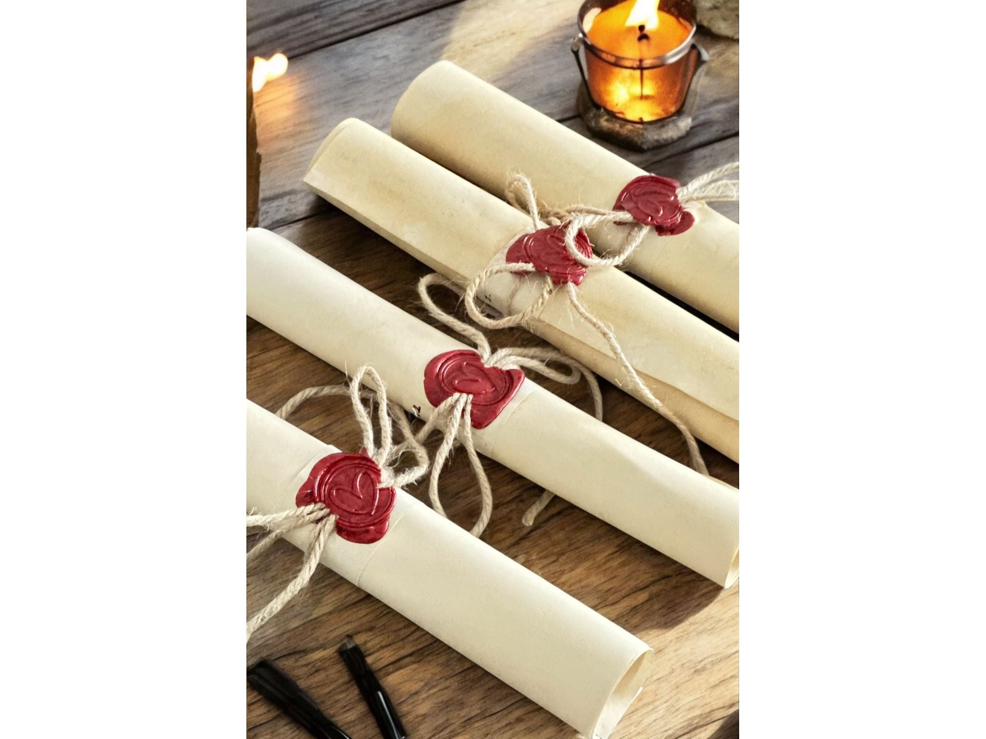 Handwritten Vintage Scroll with Twine and Red Wax Seal