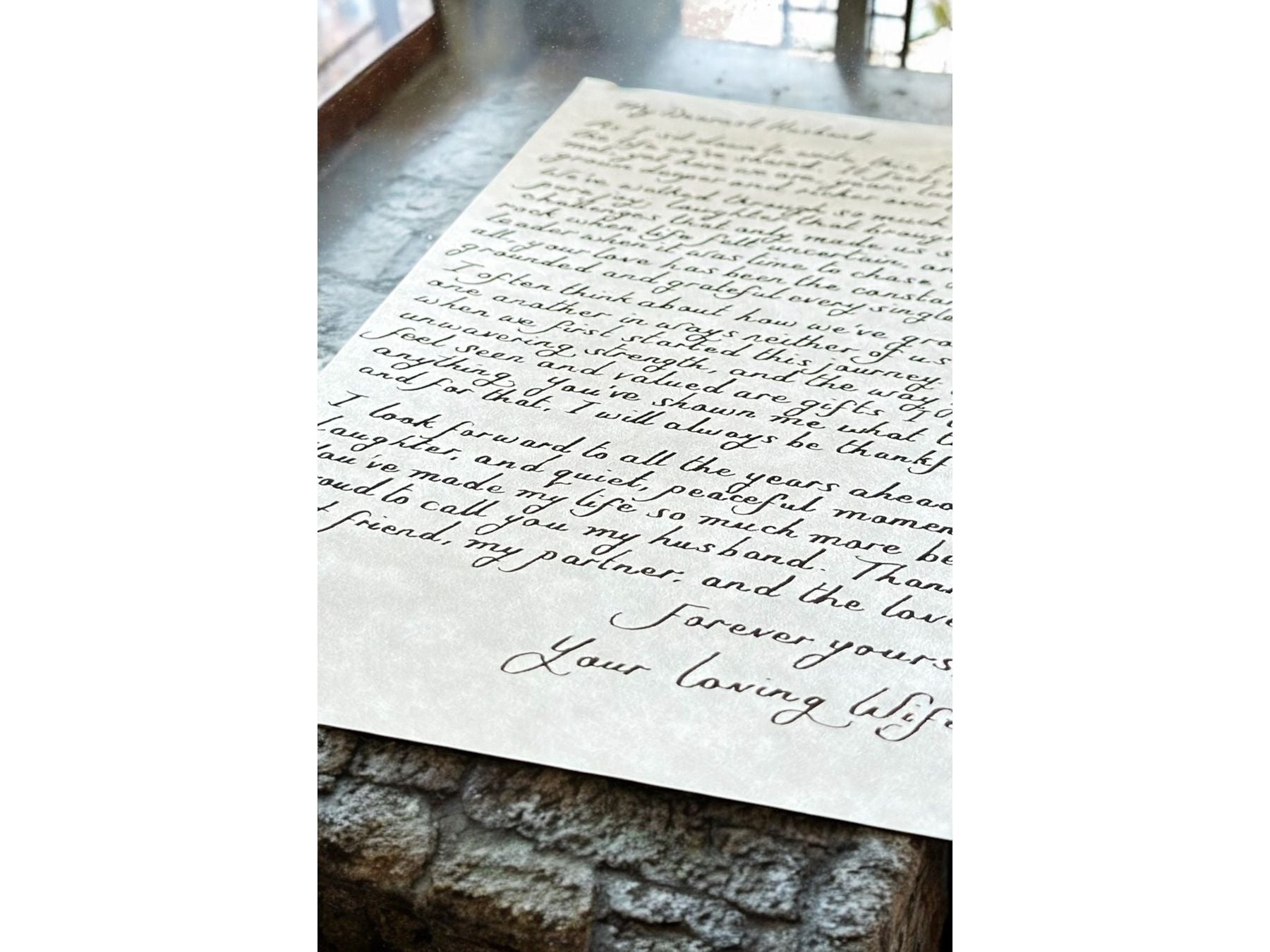 Handwritten A4 Parchment Letter with Gold Wax Seal