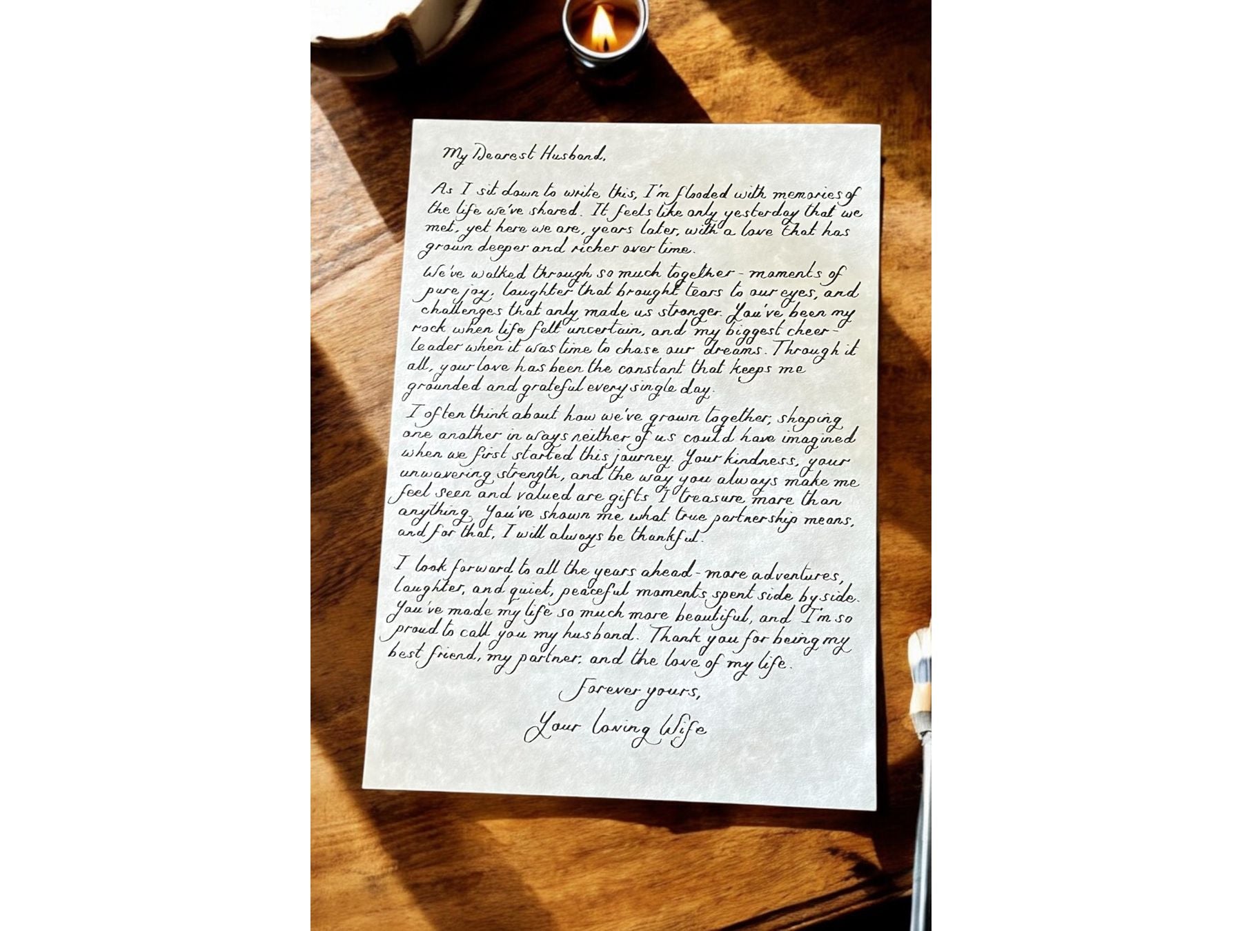 Handwritten A4 Parchment Letter with Gold Wax Seal