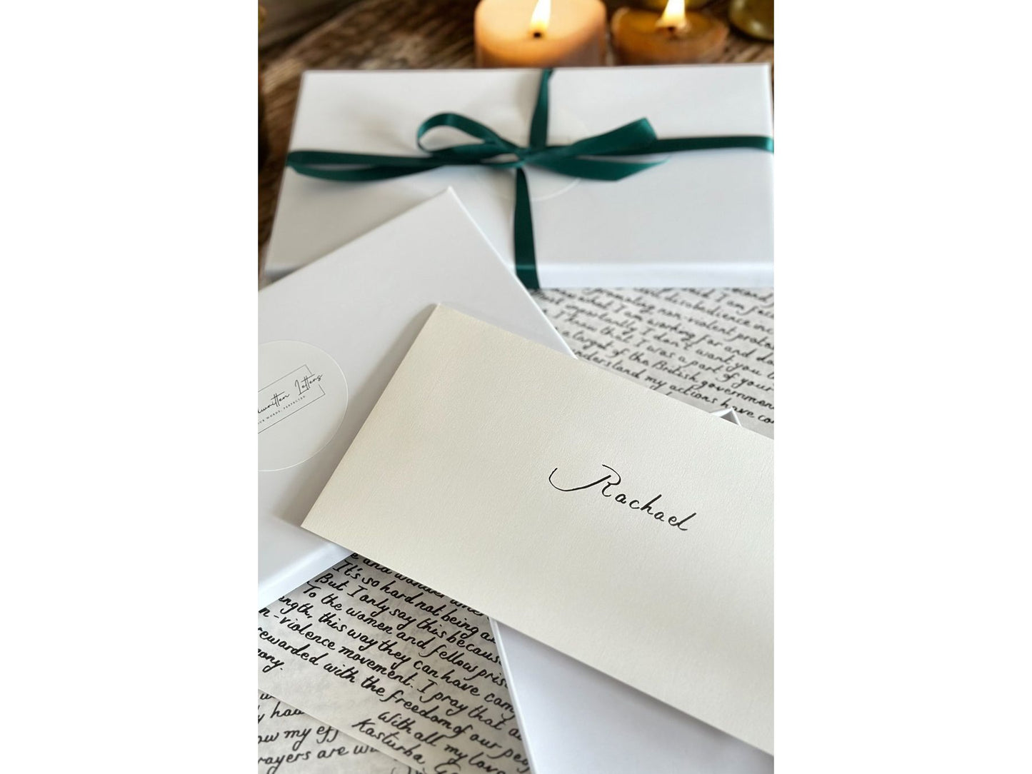 Handwritten Luxury Letters A4 with Green Wax Seal