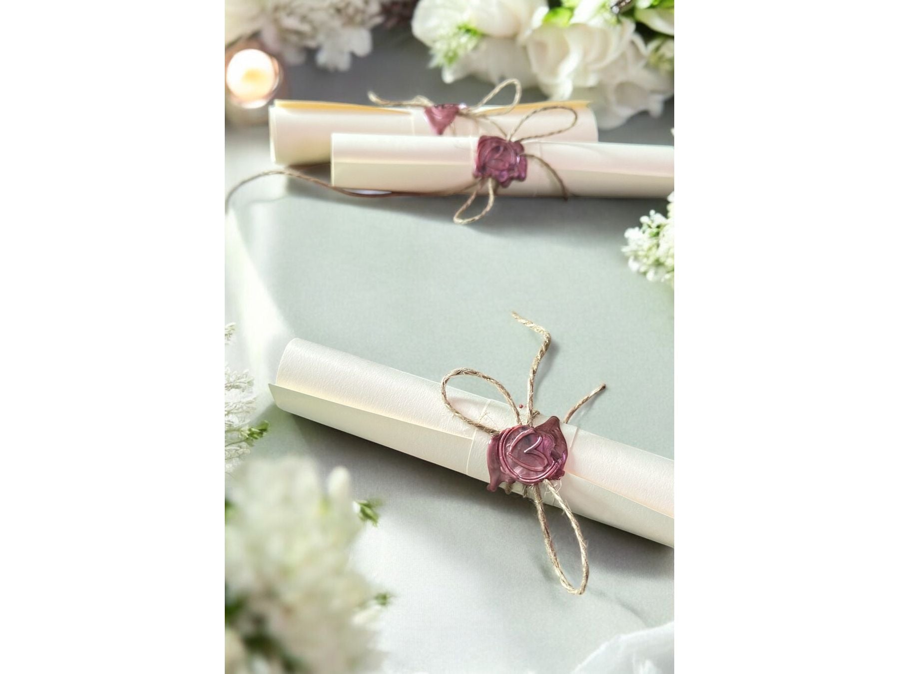 Handwritten Vintage Scroll with Twine and Pink Wax Seal