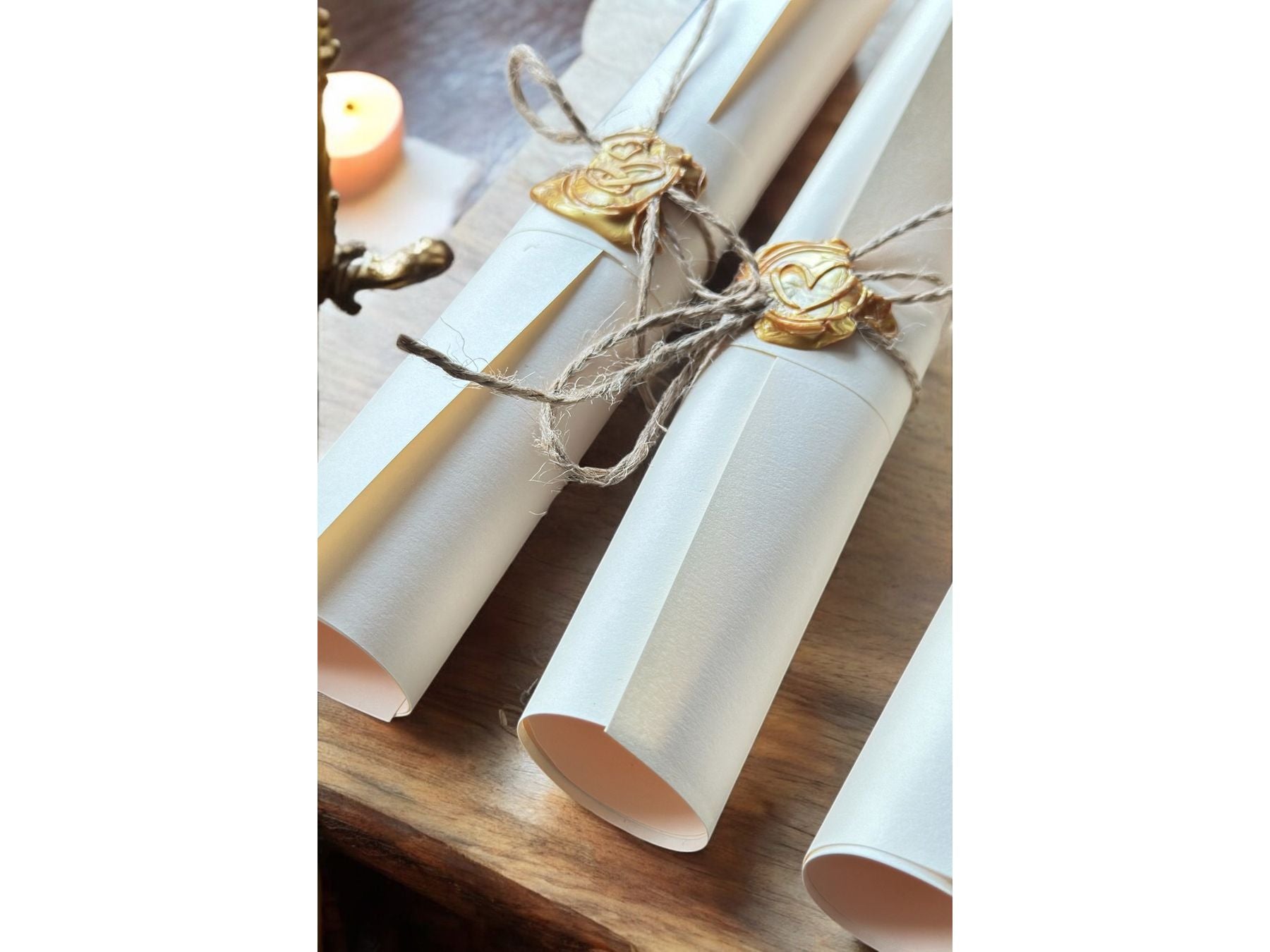 Handwritten Vintage Scroll with Twine and Gold Wax Seal