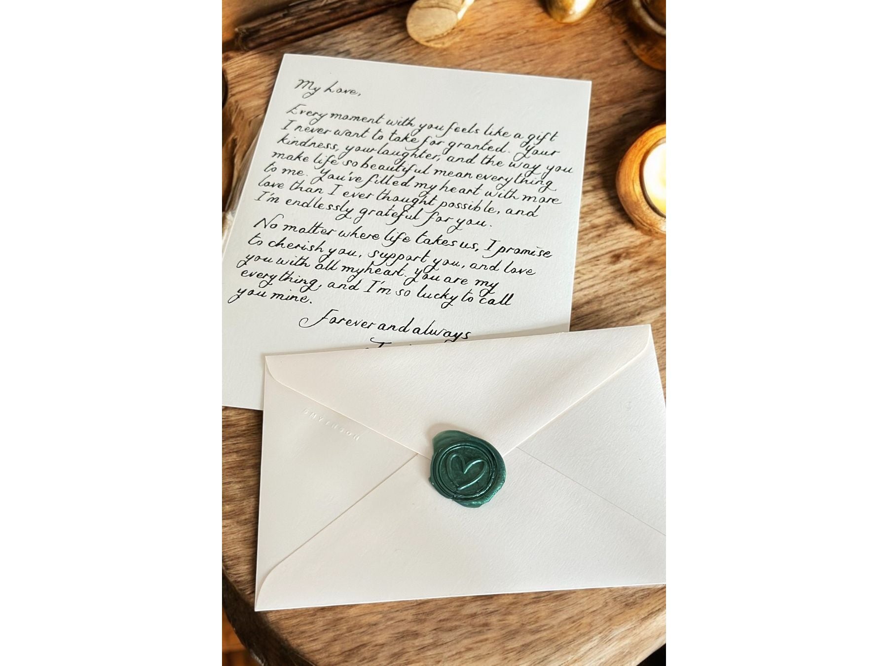 A5 Luxury Short Letters Green Wax Seal