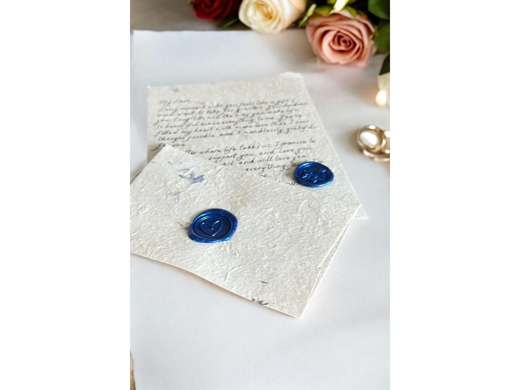 Handwritten A5 Flower Letter with Blue Wax Seal
