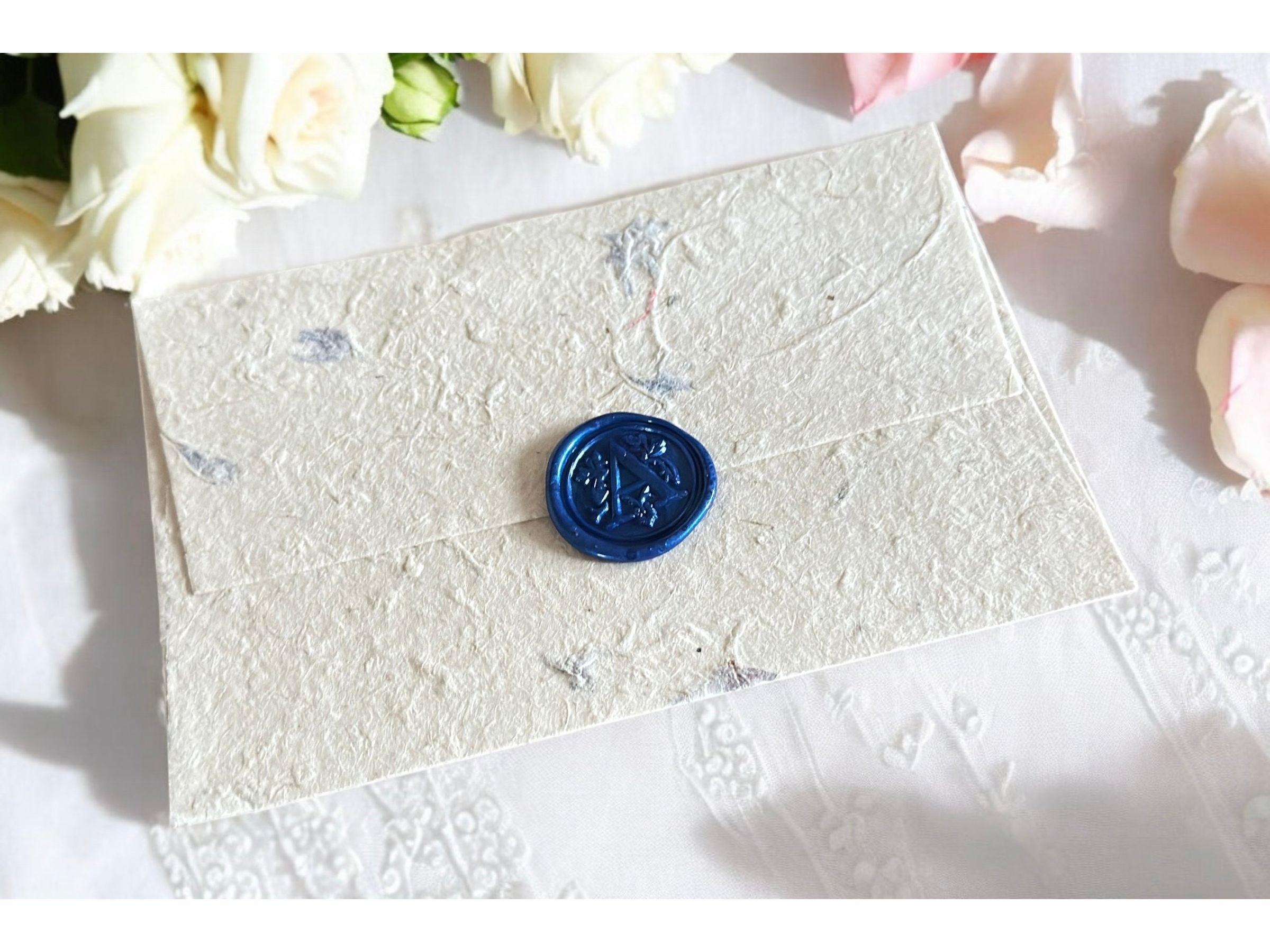 Handwritten A5 Flower Letter with Blue Wax Seal