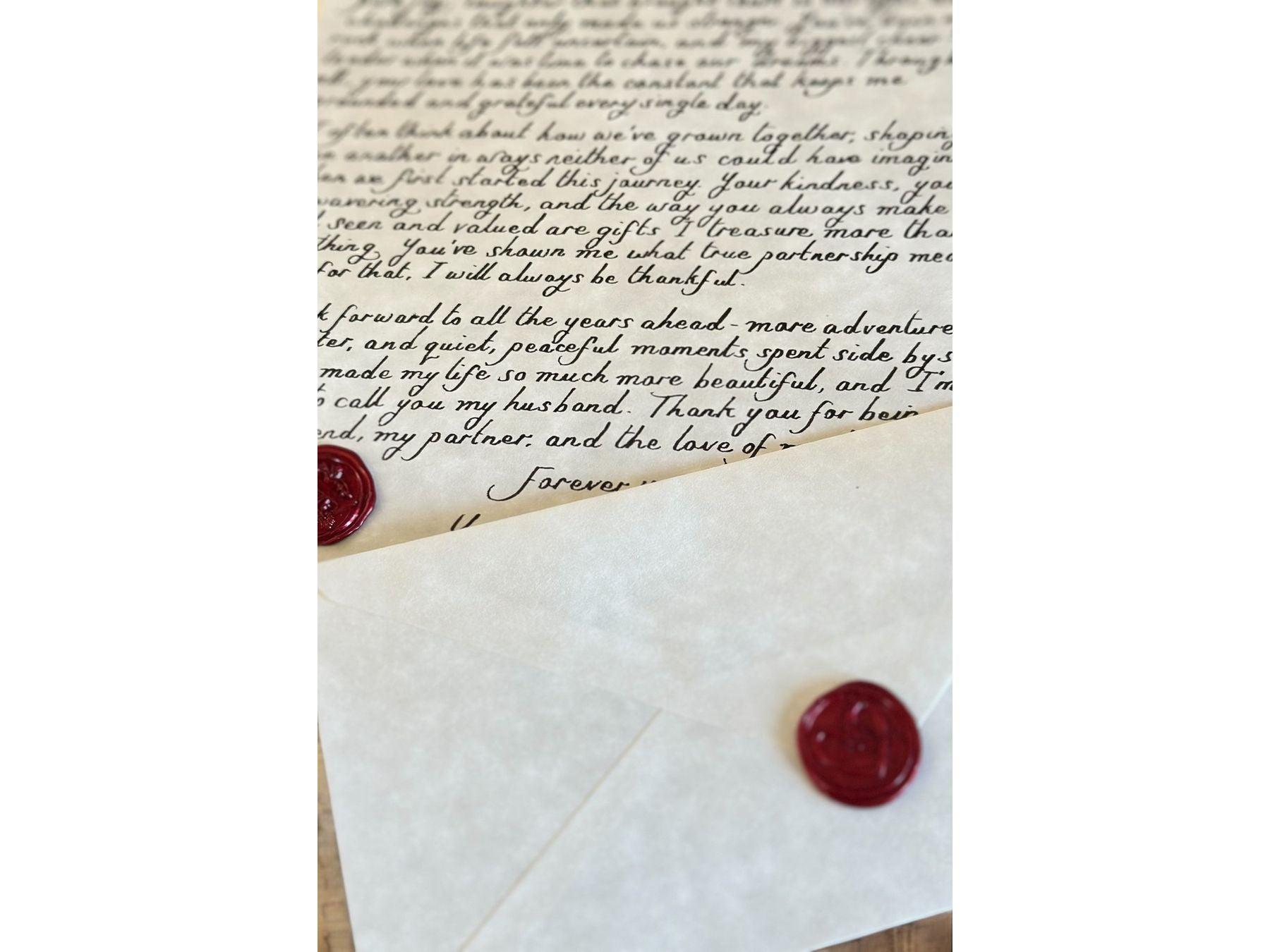 Handwritten A4 Parchment Letter with Red Wax Seal