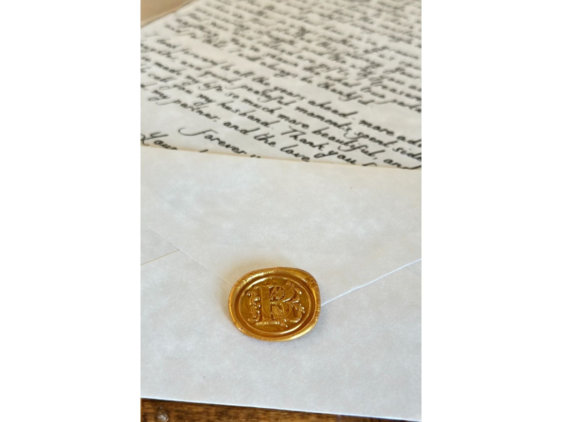 Handwritten A4 Parchment Letter with Gold Wax Seal