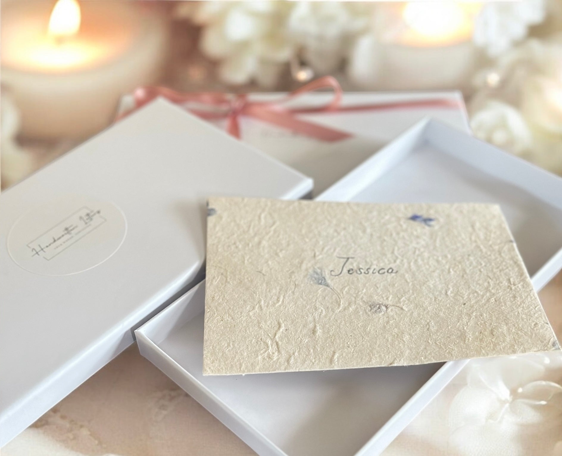 Handwritten Flower Letter A4 with Pink Wax Seal