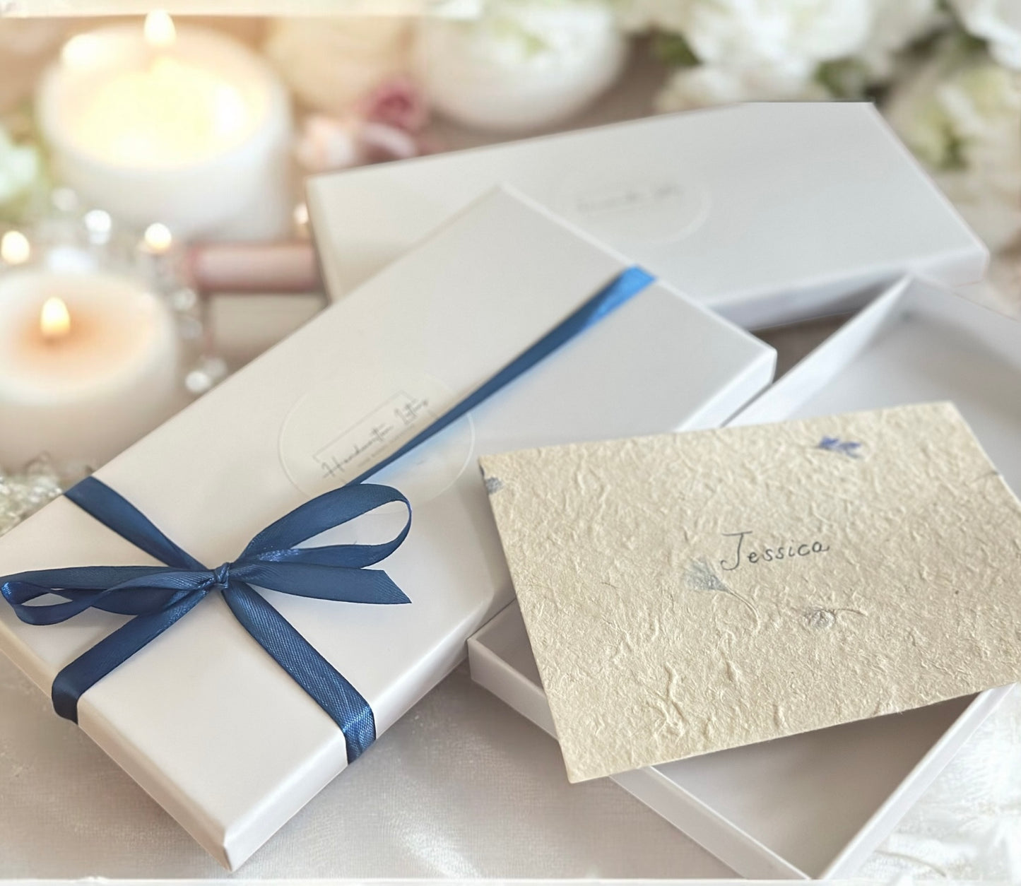 Handwritten Flower Letter A4 with Blue Wax Seal