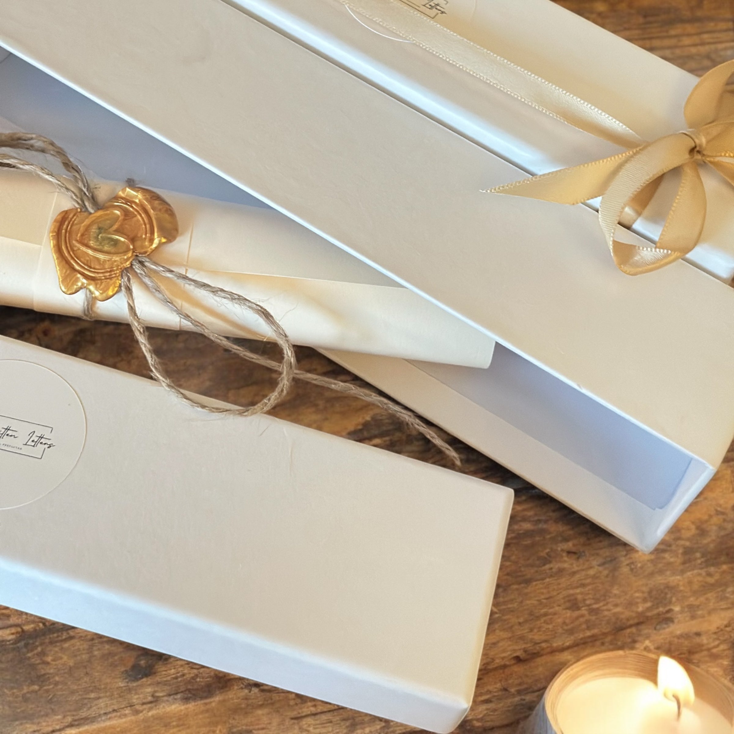 Handwritten Vintage Scroll with Twine and Gold Wax Seal