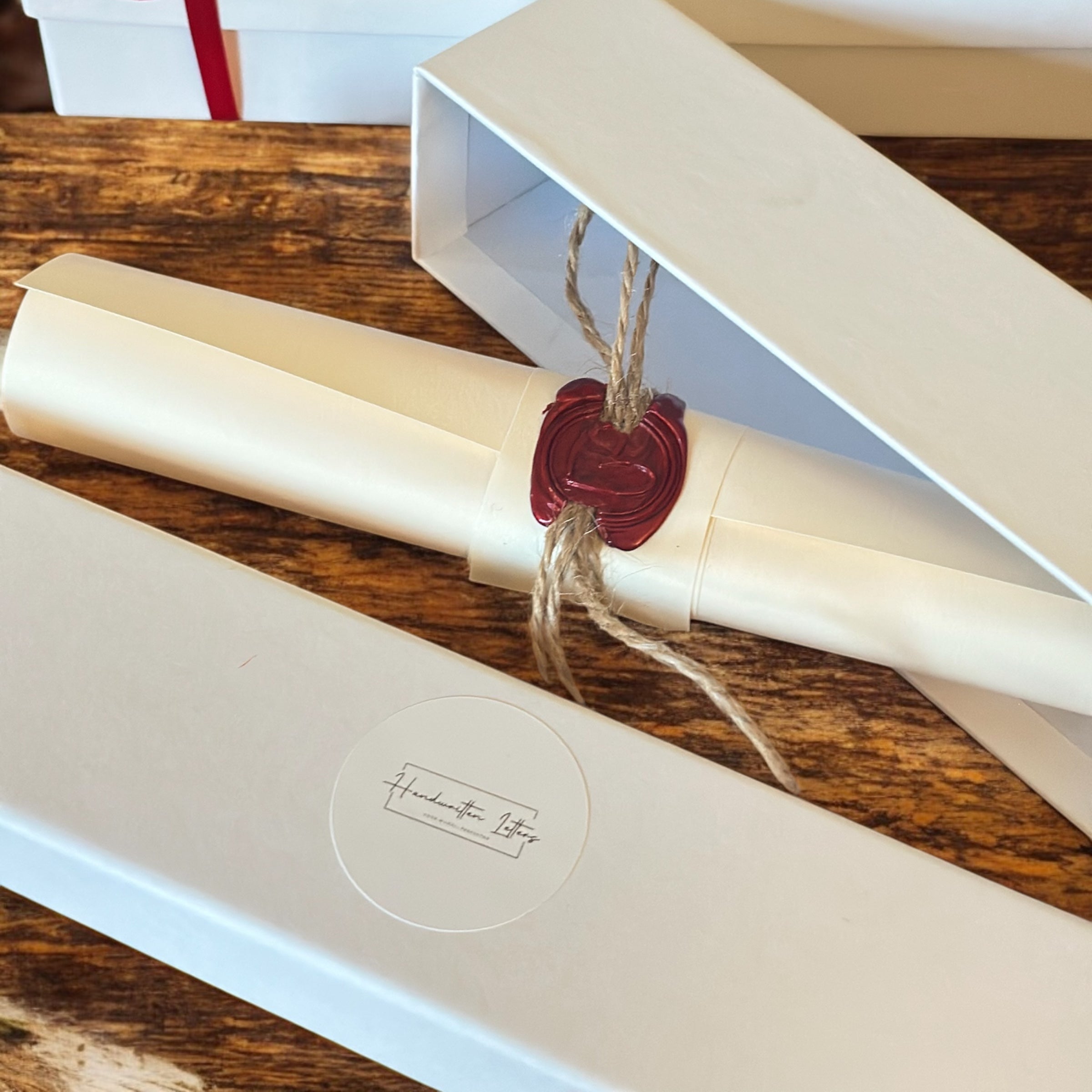 Handwritten Vintage Scroll with Twine and Red Wax Seal