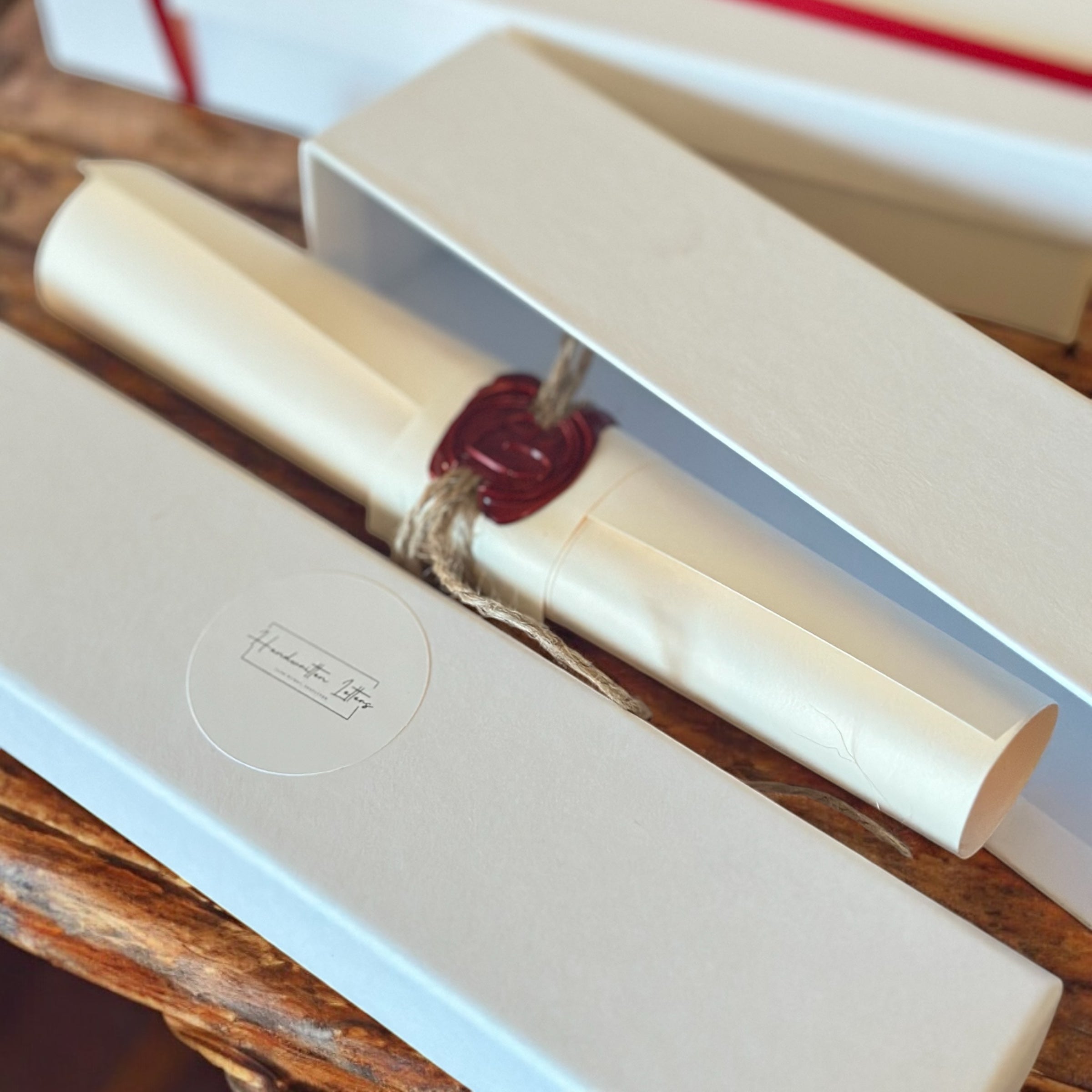 Handwritten Vintage Scroll with Twine and Red Wax Seal