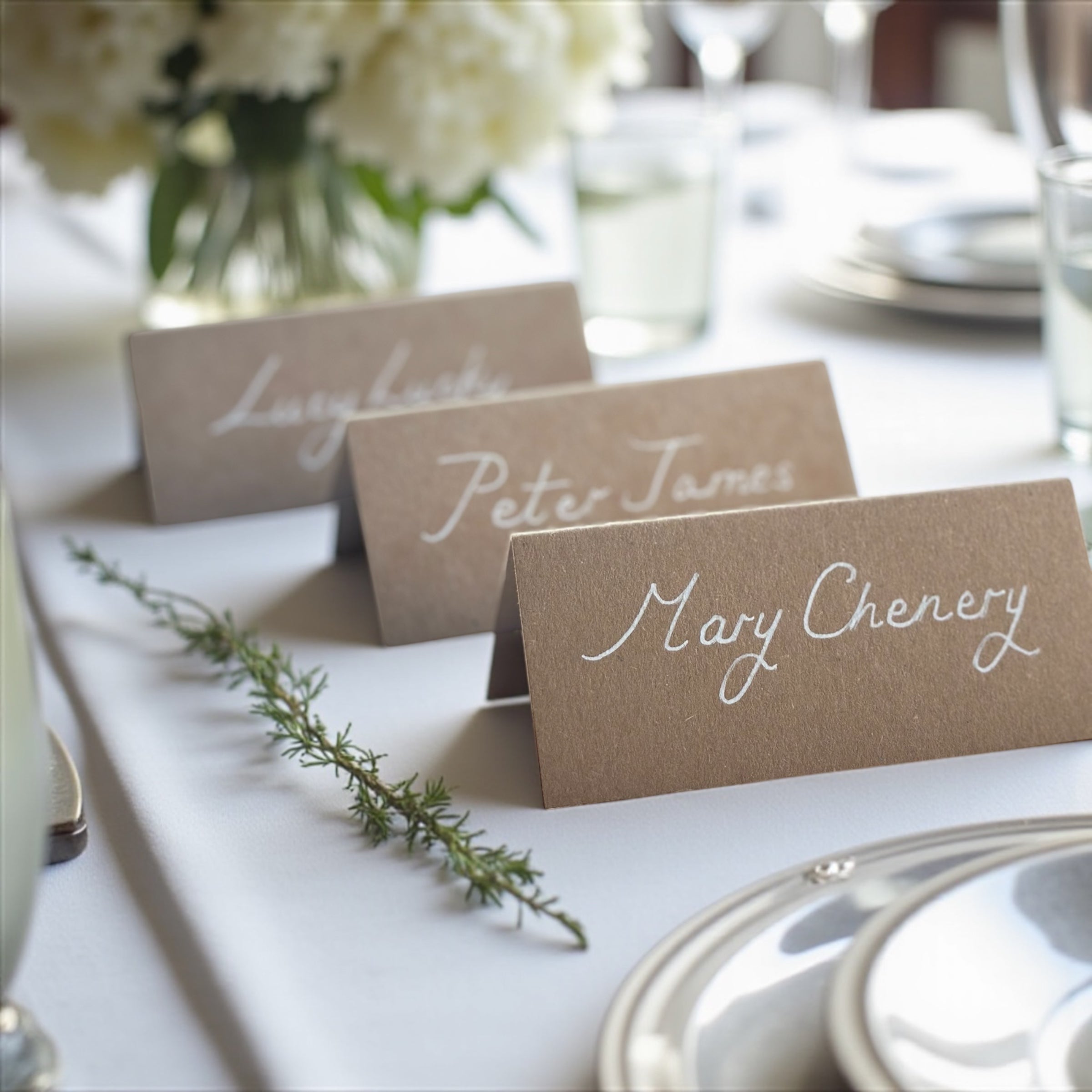 Handwritten Rustic Brown Kraft Place Cards