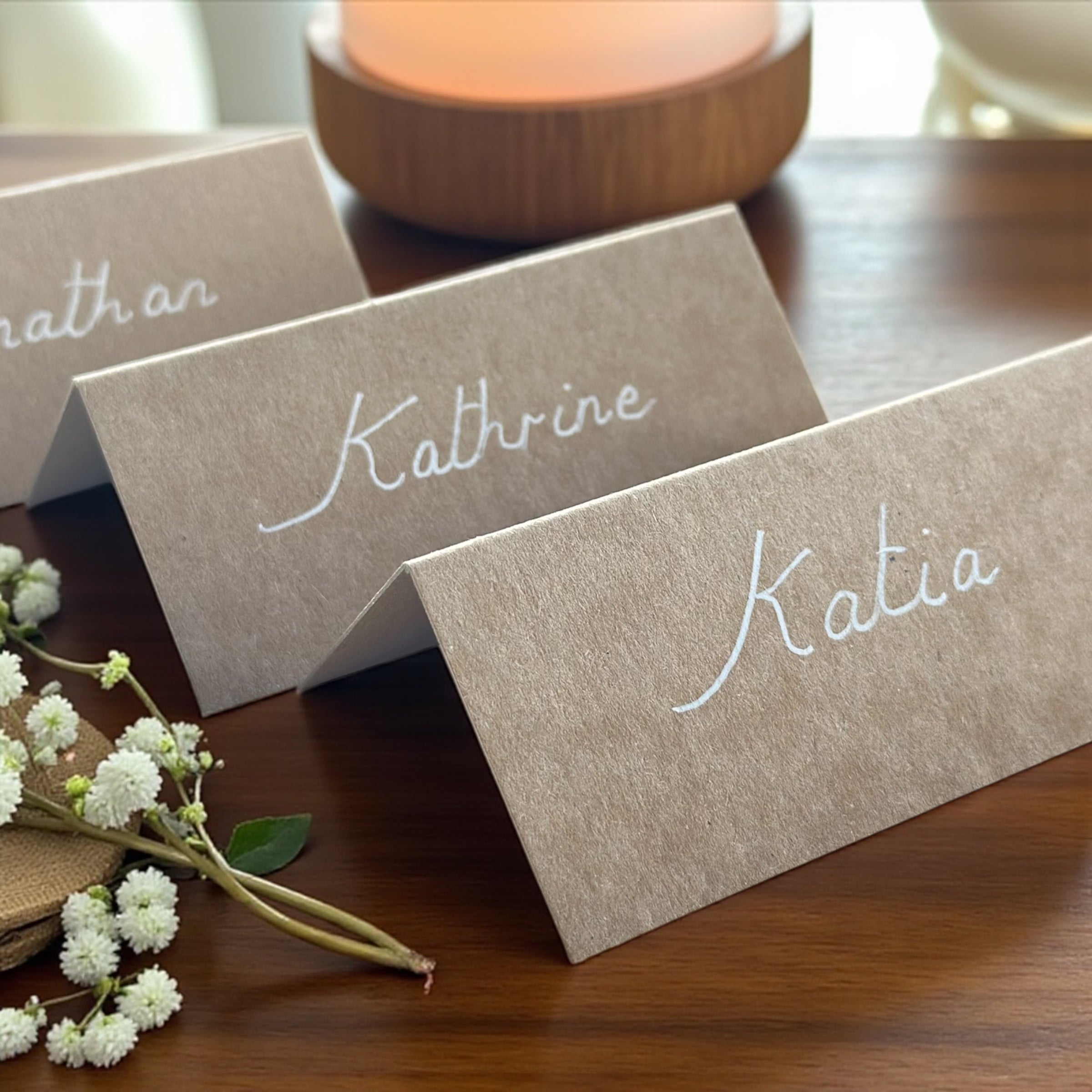 Handwritten Rustic Brown Kraft Place Cards