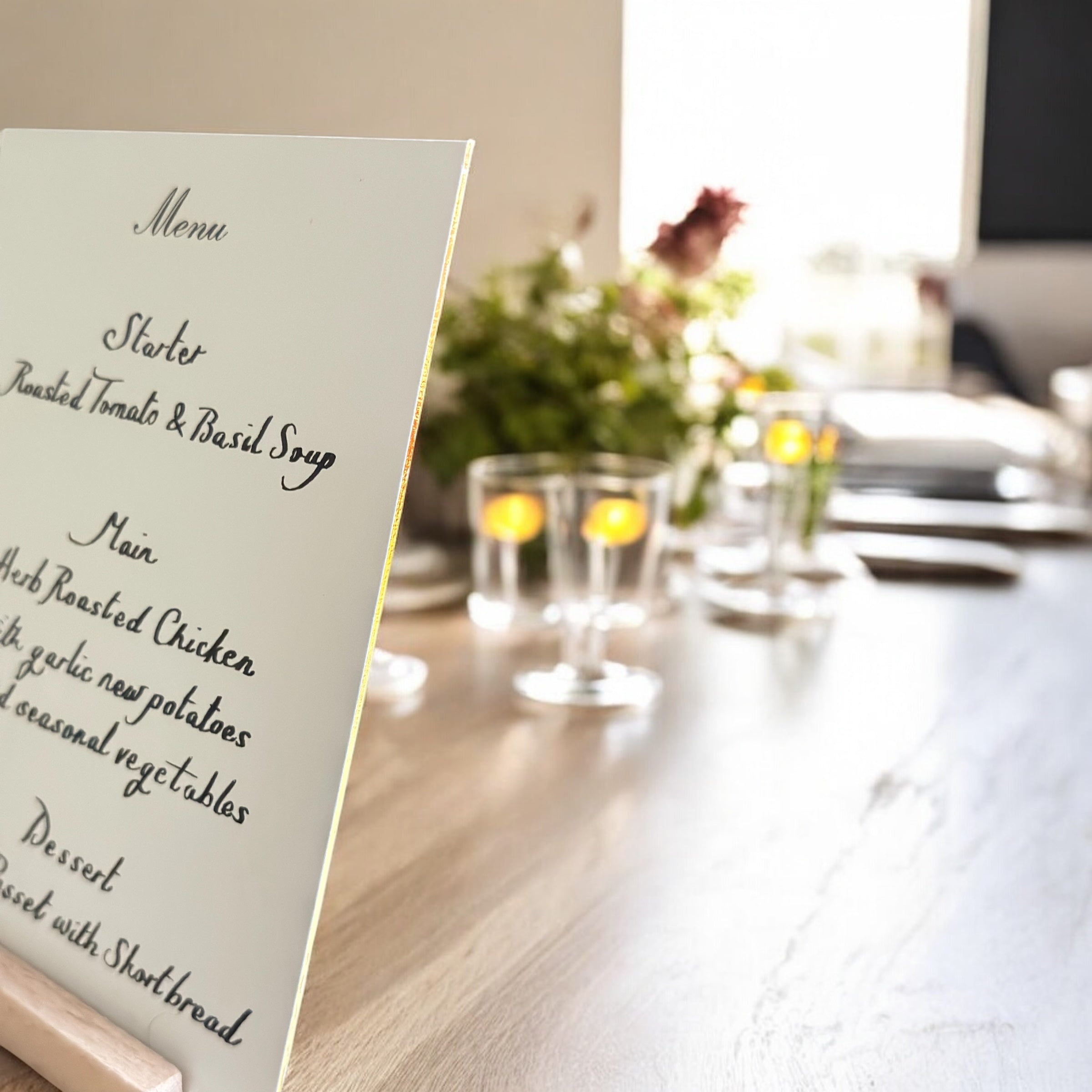 Handwritten Menu Cards Hand Gold Gilt Edge