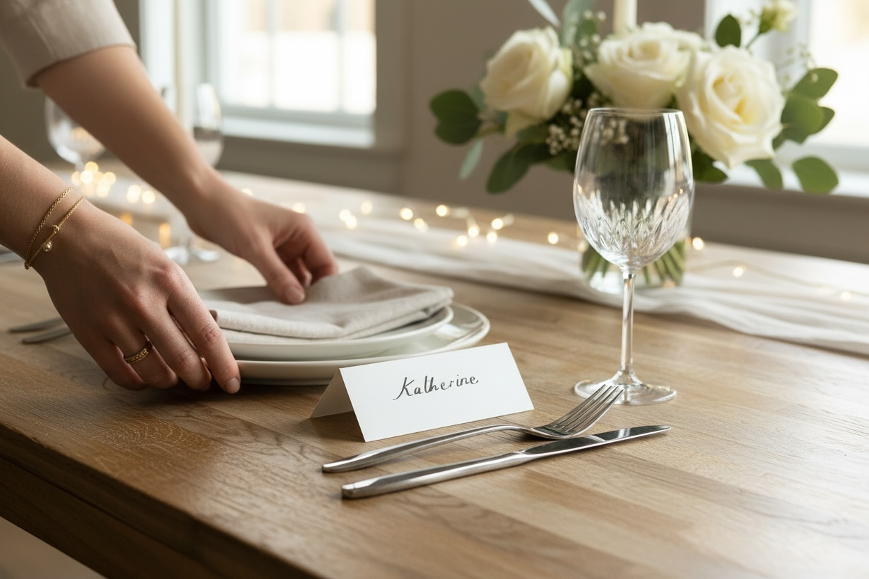 Luxury Gold Edged Handwritten Place Cards White Wove