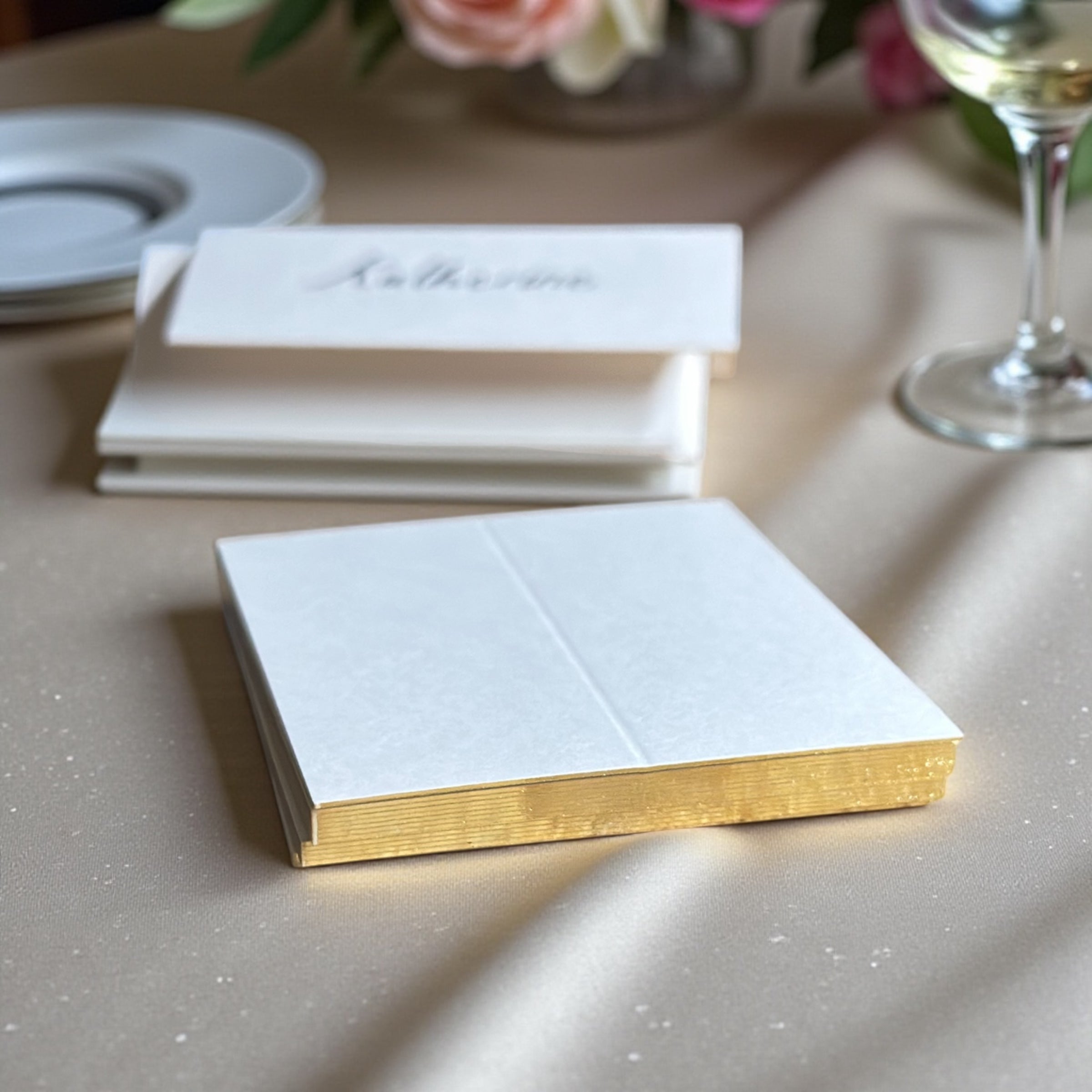Luxury Gold Edged Handwritten Place Cards White Wove