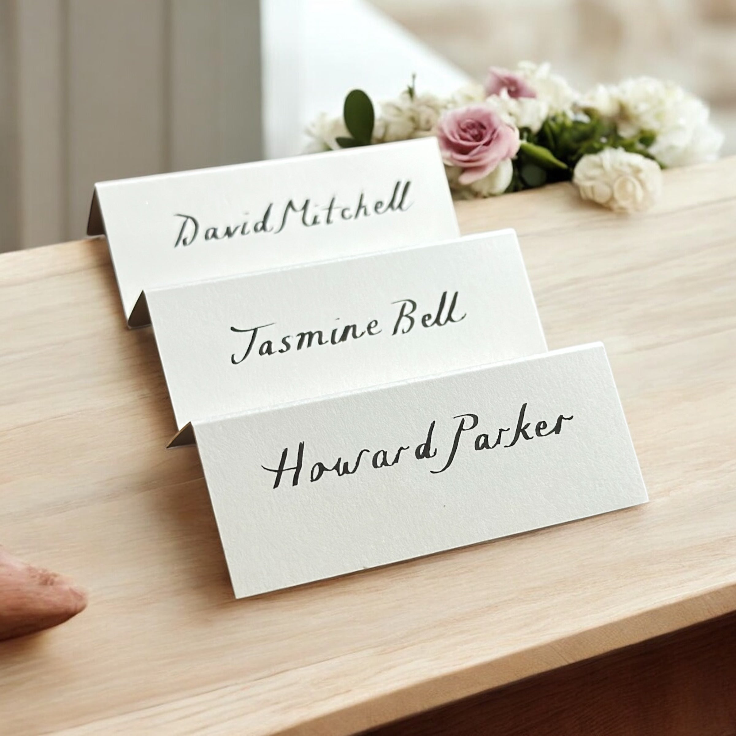 Luxury Gold Edged Handwritten Place Cards White Wove