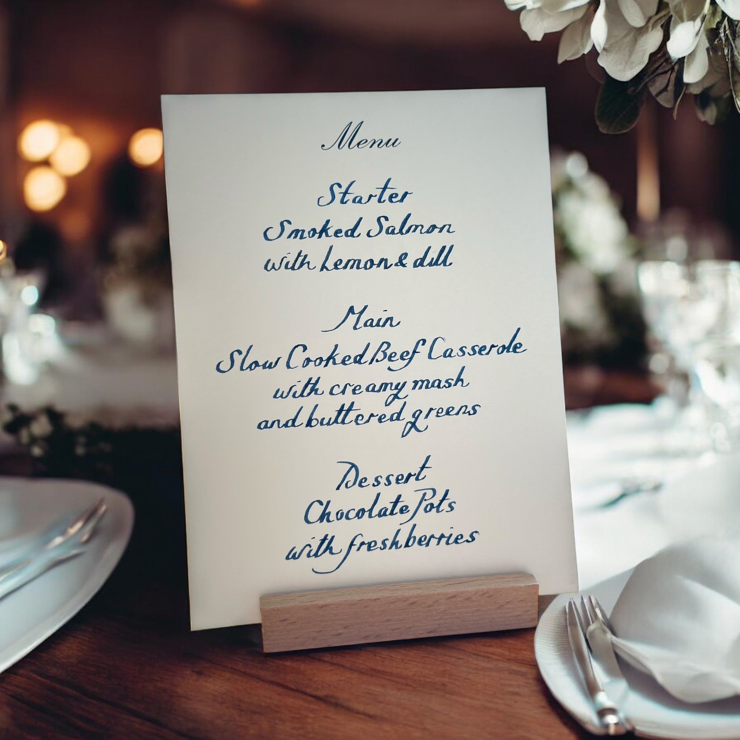 Handwritten Menu Cards Hand Gold Gilt Edge