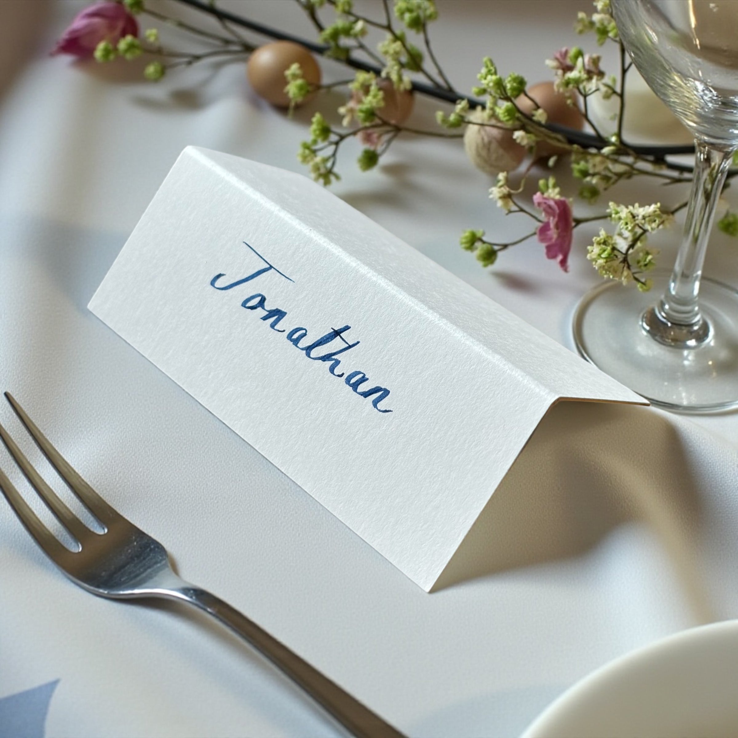 Luxury Gold Edged Handwritten Place Cards White Wove