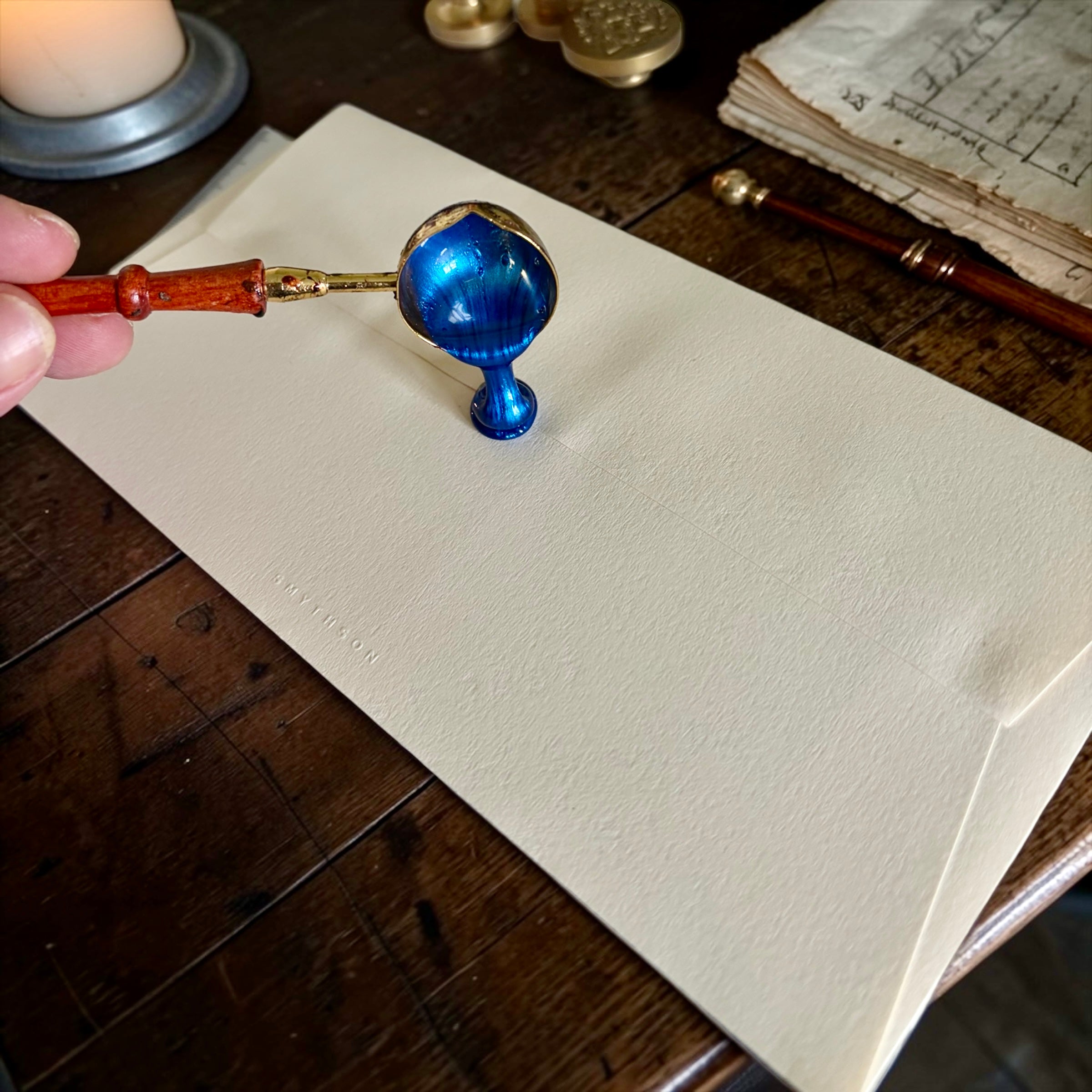 Handwritten Luxury Letters A4 with Blue Wax Seal
