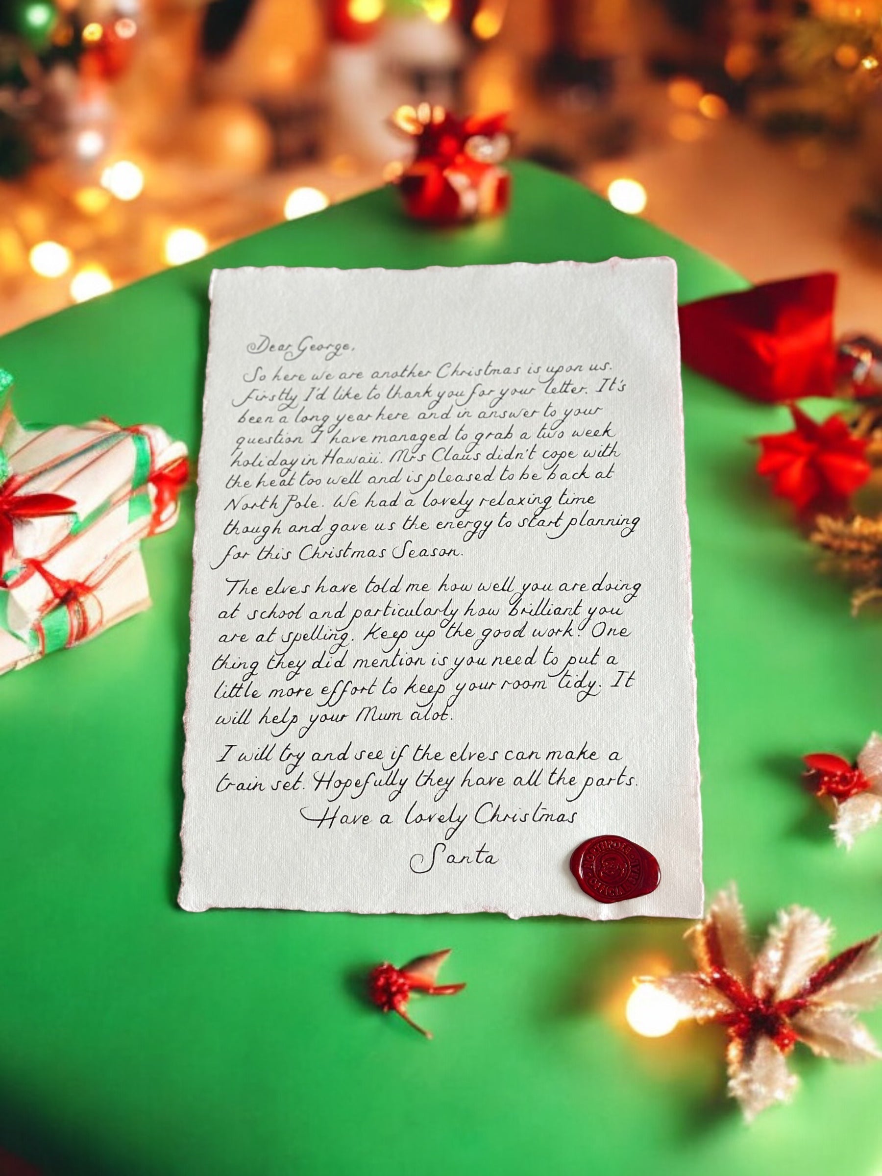 Handwritten Santa Scroll in Cursive