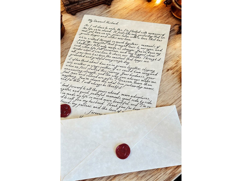 Handwritten A4 Parchment Letter with Red Wax Seal