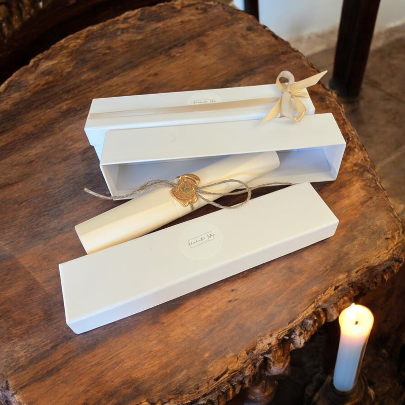 Handwritten Vintage Scroll with Twine and Gold Wax Seal