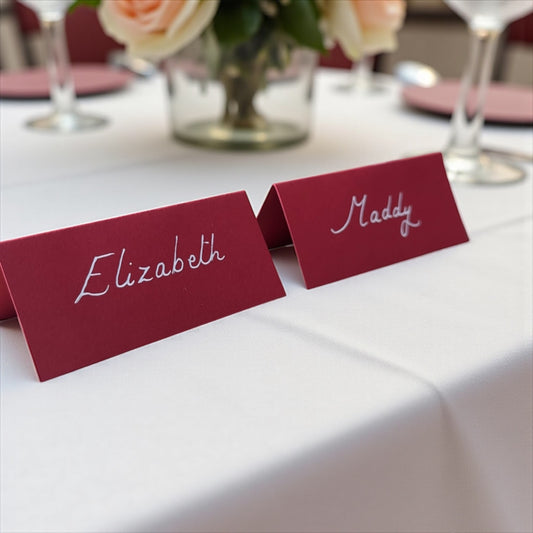 Handwritten Red Wedding Place Cards