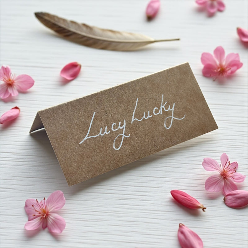 Handwritten Rustic Brown Kraft Place Cards