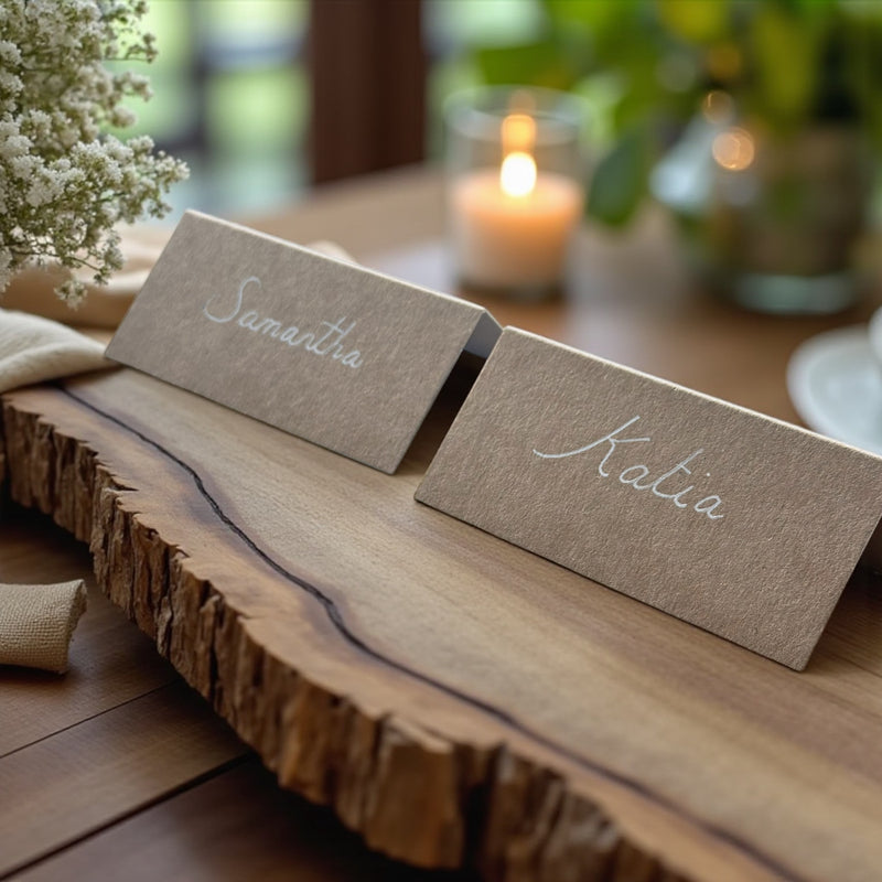 Handwritten Rustic Brown Kraft Place Cards