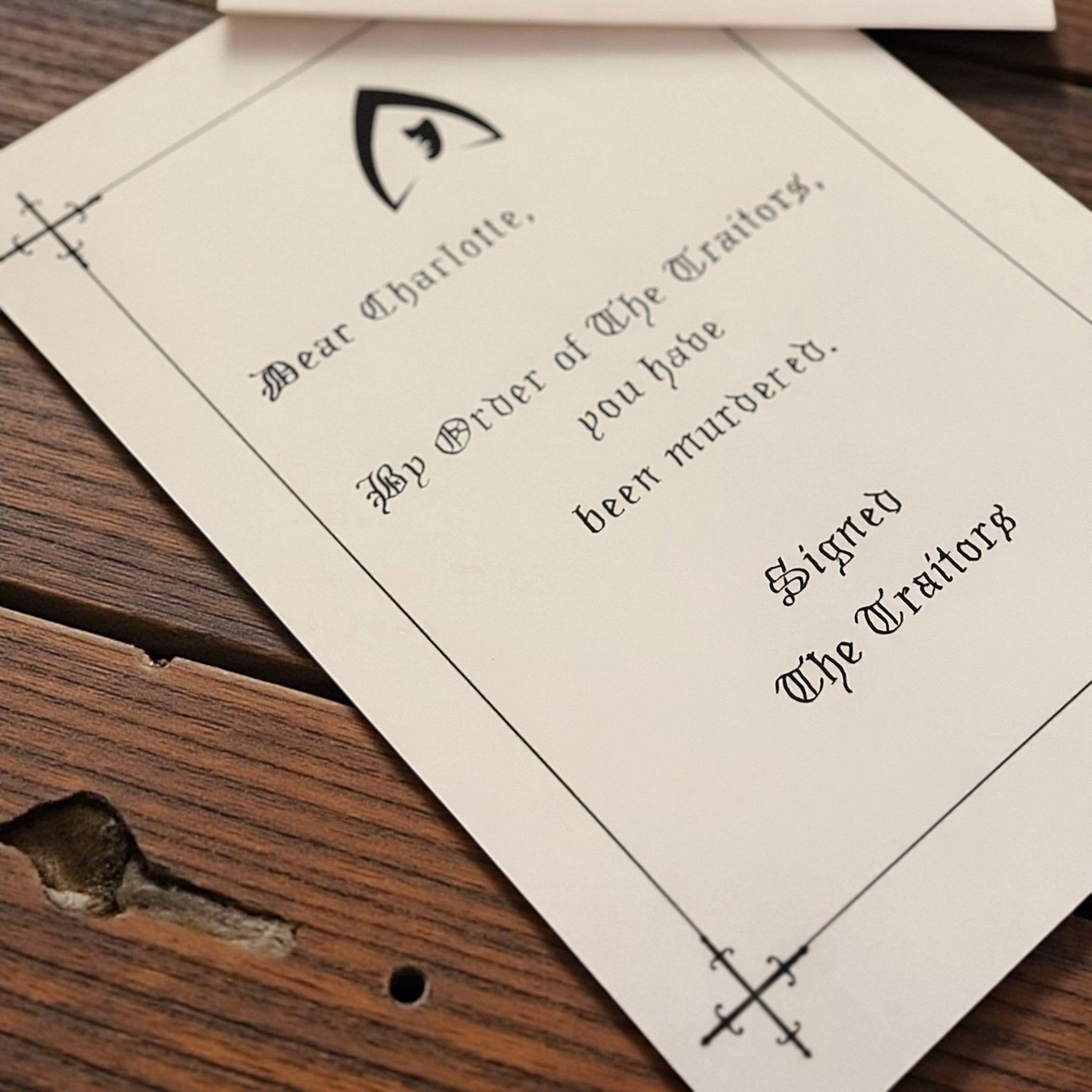 Handwritten Traitor Letter - By Order of the Traitors | Handwritten Letters