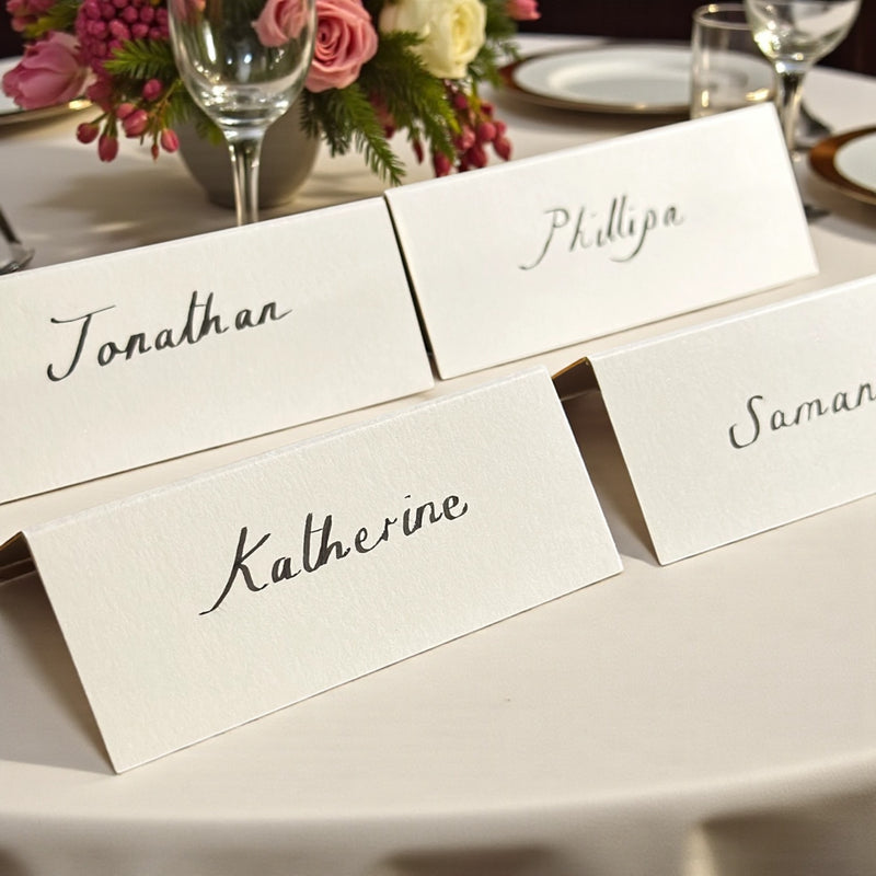 Luxury Gold Edged Handwritten Place Cards White Wove