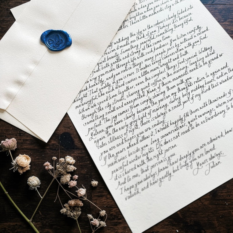 Handwritten Luxury Letters A4 with Blue Wax Seal
