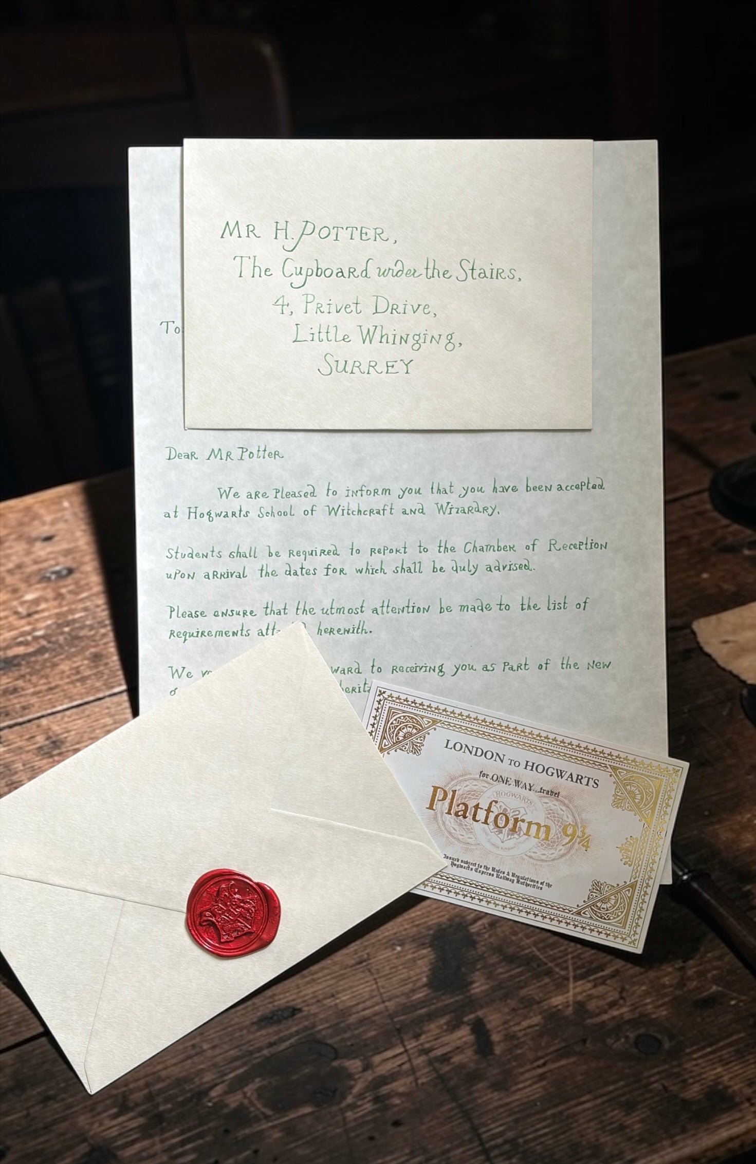 Handwritten Harry Potter Acceptance Letter