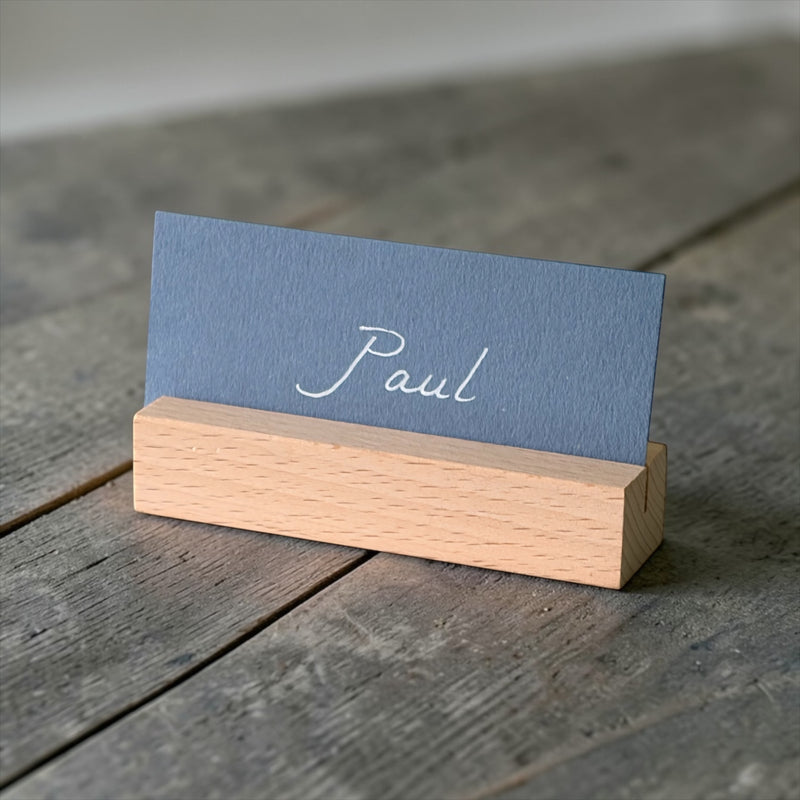 Handwritten Flat Pastel Blue Wedding Place Cards: White Ink