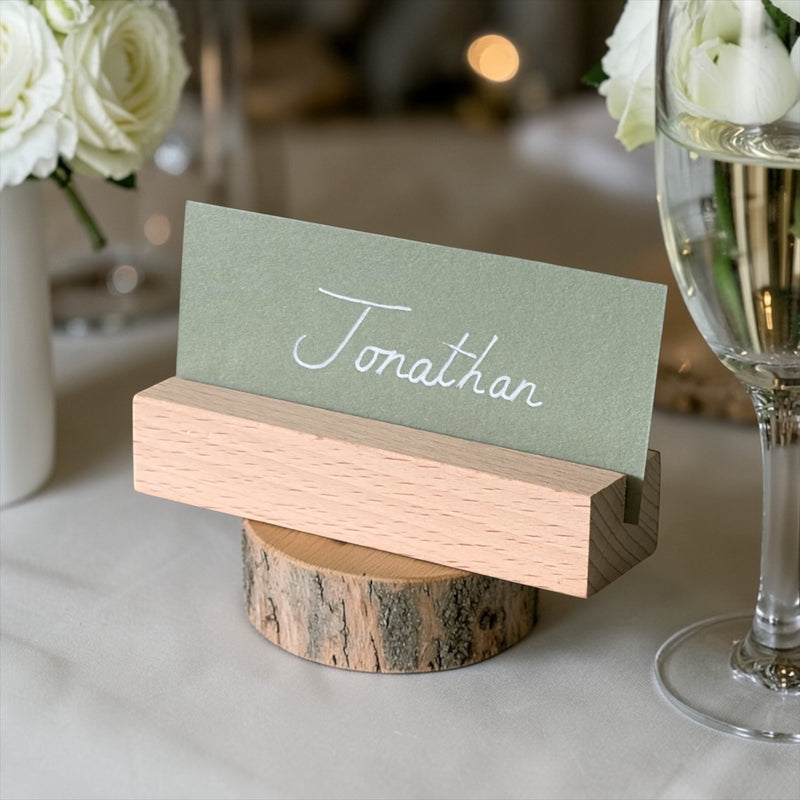 Handwritten Flat Sage Green Wedding Place Cards: White Ink